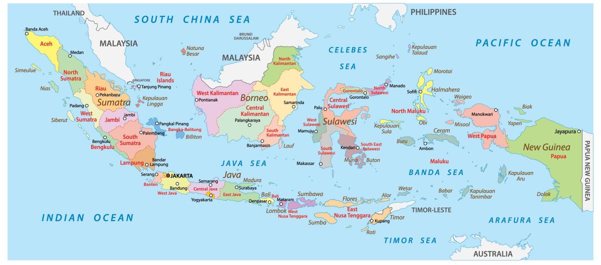Map of the country Indonesia