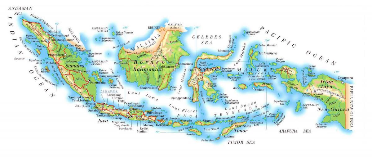 Topographical map of Indonesia