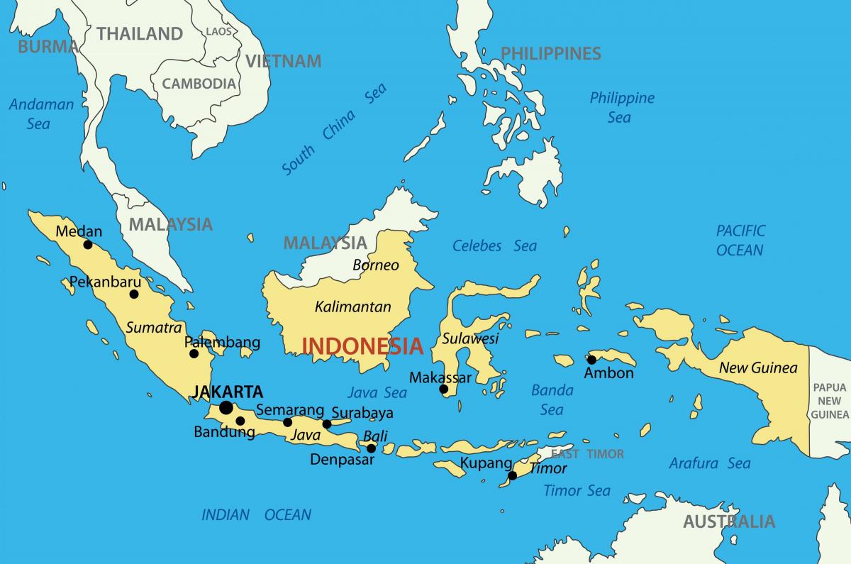 Map of Indonesia and bordering countries